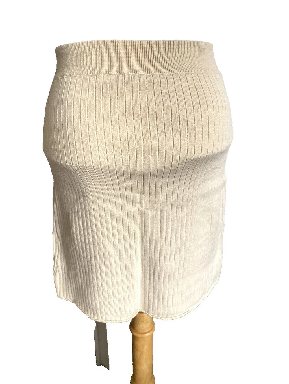 NWOT Free People XS Ribbed Knit Mini Skirt Cream Ivory Cotton Blend